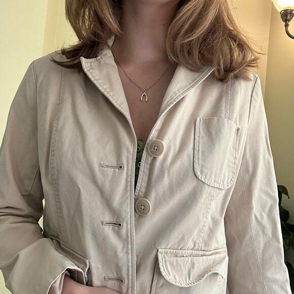 Y2k old navy cream fitted button up jacket size medium - Picture 5 of 8